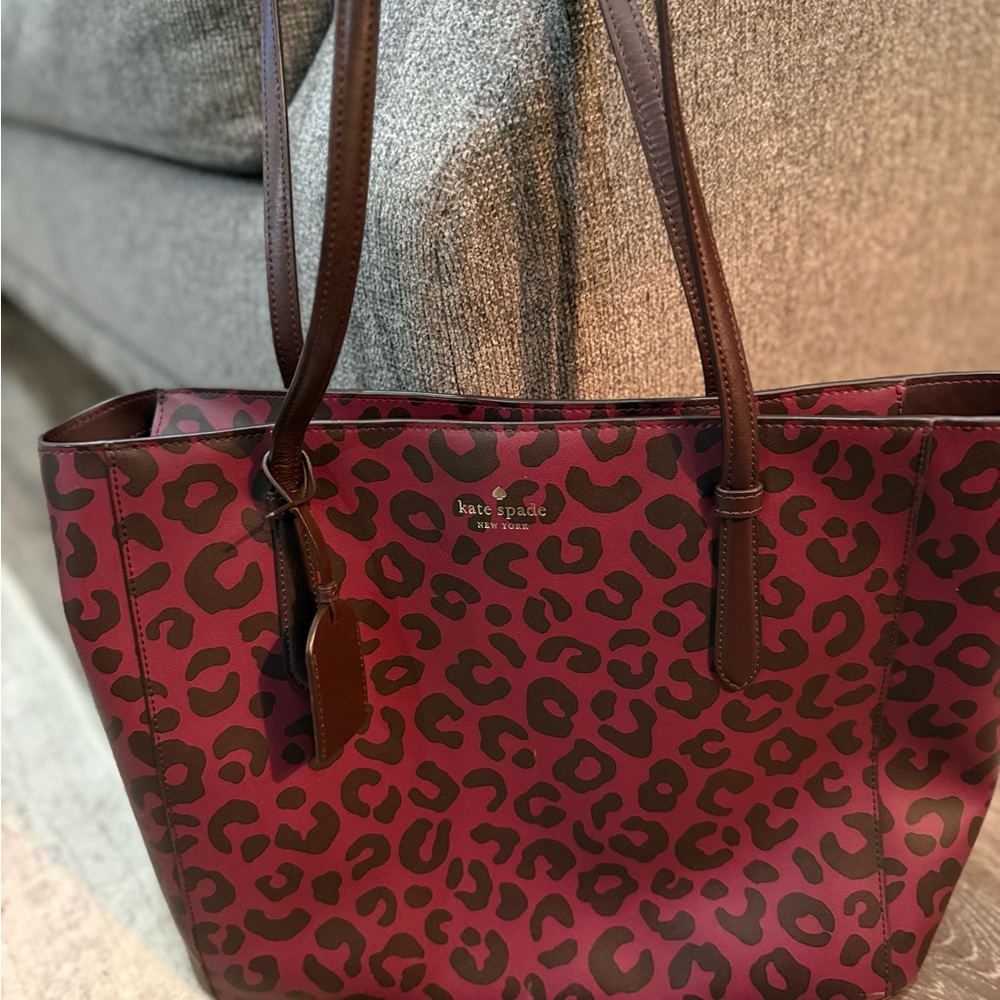 Kate Spade Shore Street Red Leopard Print Tote Bag